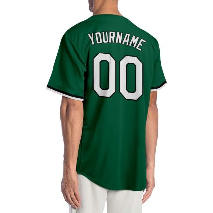 Personalized Authentic Baseball Jersey in Kelly Green and White-Black Personalized Kelly Green White-Black Authentic Baseball