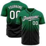 Custom Name Number Baseball Jersey - Authentic Fade Kelly Green White Black Fashion Team Jersey Personalized Kelly Green