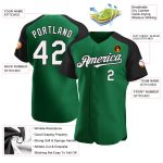 Custom Name and Number Baseball Jersey - Kelly Green White-Black Authentic Raglan Sleeves Design Personalized Kelly Green