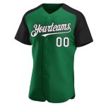 Custom Name and Number Baseball Jersey - Kelly Green White-Black Authentic Raglan Sleeves Design Personalized Kelly Green