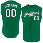 Personalized Authentic Baseball Jersey in Kelly Green, White and Black, Sleeveless Style Personalized Kelly Green White-Black