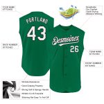 Personalized Authentic Baseball Jersey in Kelly Green, White and Black, Sleeveless Style Personalized Kelly Green White-Black