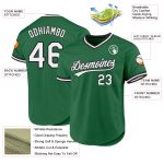 Custom Name and Number Authentic Baseball Jersey - Kelly Green White-Black Throwback Team Design Personalized Kelly Green