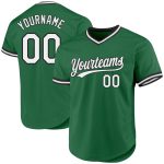 Custom Name and Number Authentic Baseball Jersey - Kelly Green White-Black Throwback Team Design Personalized Kelly Green