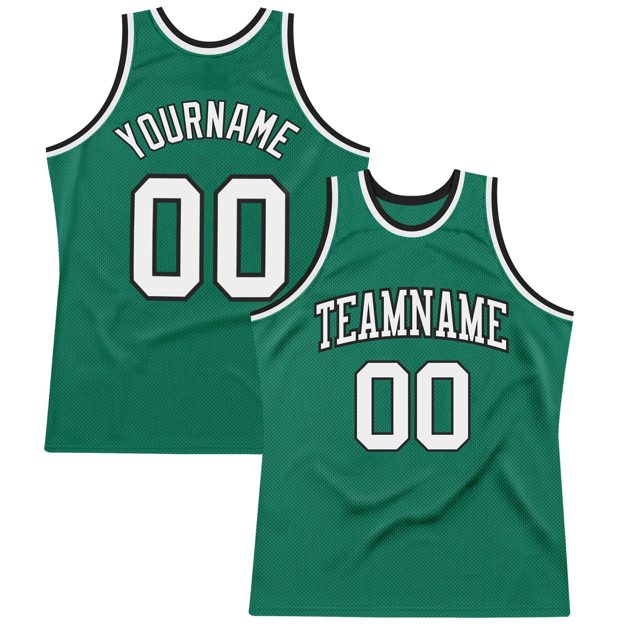 Custom Team Jersey with Name and Number - Authentic Green and Black Throwback Basketball Jersey Personalized Kelly Green