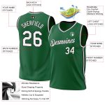 Personalized Authentic Basketball Jersey - Kelly Green, White, Black Throwback Design Personalized Kelly Green White-Black