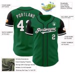 Custom Name Number Two Tone Baseball Jersey in Kelly Green White-Black Authentic Design Personalized Kelly Green White-Black