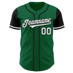Custom Name Number Two Tone Baseball Jersey in Kelly Green White-Black Authentic Design Personalized Kelly Green White-Black