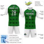 Personalized Kelly Green Geometric Volleyball Jersey | White-Black Sublimation Uniform Personalized Kelly Green White-Black