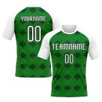 Personalized Kelly Green Geometric Volleyball Jersey | White-Black Sublimation Uniform Personalized Kelly Green White-Black