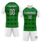 Personalized Kelly Green Geometric Volleyball Jersey | White-Black Sublimation Uniform Personalized Kelly Green White-Black