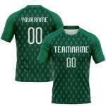 Custom Name and Number Volleyball Uniform Jersey in Kelly Green with White-Black Geometric Design - Sublimation Team Apparel