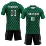 Custom Name and Number Volleyball Uniform Jersey in Kelly Green with White-Black Geometric Design - Sublimation Team Apparel