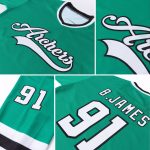Custom Name and Number Hockey Jersey in Kelly Green, White, and Black - Personalized Team Gear Personalized Kelly Green White-Black
