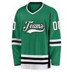 Custom Name and Number Hockey Jersey in Kelly Green, White, and Black - Personalized Team Gear Personalized Kelly Green White-Black