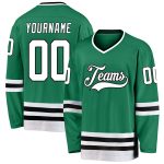 Custom Name and Number Hockey Jersey in Kelly Green, White, and Black - Personalized Team Gear Personalized Kelly Green White-Black
