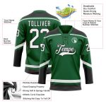 Custom Hockey Jersey with Personalized Name and Number, Kelly Green and White-Black Lace Neck Design Personalized Kelly Green