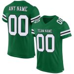 Personalized Kelly Green Mesh Football Jersey - Authentic White and Black Design Personalized Kelly Green White-Black Mesh