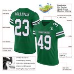 Personalized Kelly Green Mesh Football Jersey - Authentic White and Black Design Personalized Kelly Green White-Black Mesh