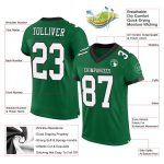 Custom Name Number Personalized Kelly Green White Black Football Jersey Authentic Mesh Team Apparel Personalized Kelly Green