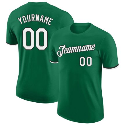 Custom Team Name Number Performance T-Shirt Kelly Green White-Black Personalized Personalized Kelly Green White-Black Performance