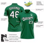 Custom Team Name Number Performance Golf Polo Shirt Kelly Green White Black Personalized Kelly Green White-Black Performance