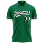 Custom Team Name Number Performance Golf Polo Shirt Kelly Green White Black Personalized Kelly Green White-Black Performance