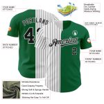 Custom Team Baseball Jersey with Personalized Name & Number - Kelly Green White-Black Pinstripe Authentic Split Design Personalized