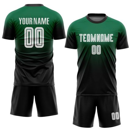 Custom Name and Number Soccer Jersey - Personalized Kelly Green White-Black Fade Fashion Uniform Personalized Kelly Green