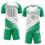 Custom Name Number Soccer Jersey Uniform in Kelly Green and White-Black, Personalized Team Apparel Personalized Kelly Green