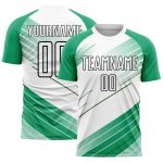 Custom Name Number Soccer Jersey Uniform in Kelly Green and White-Black, Personalized Team Apparel Personalized Kelly Green