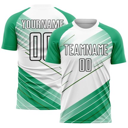 Custom Name Number Soccer Jersey Uniform in Kelly Green and White-Black, Personalized Team Apparel Personalized Kelly Green