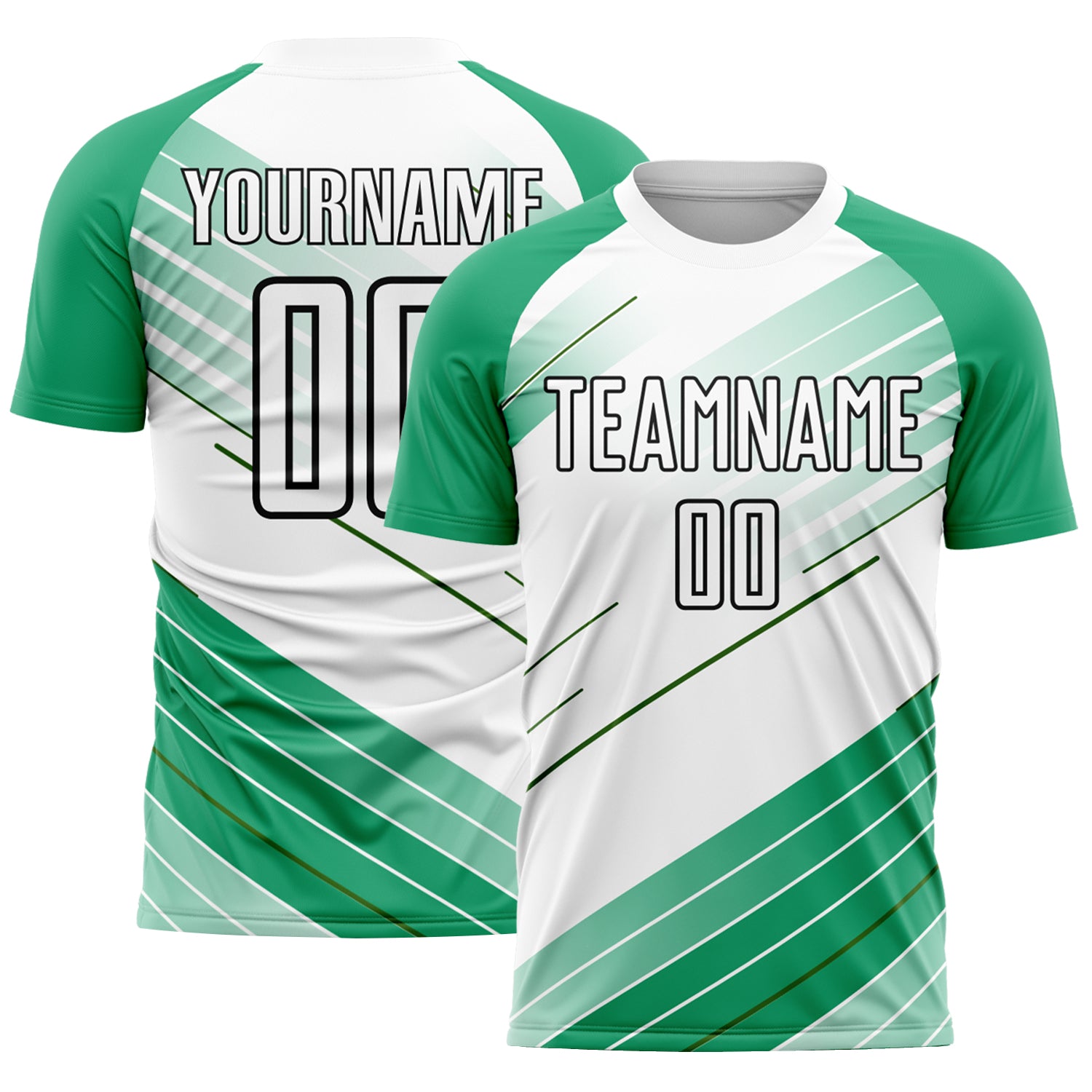 Custom Name Number Soccer Jersey Uniform in Kelly Green and White-Black, Personalized Team Apparel Personalized Kelly Green