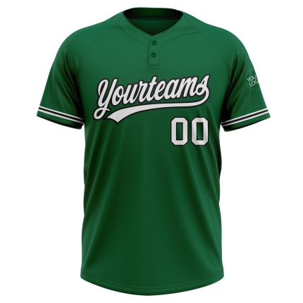 Custom Name and Number Softball Jersey, Unisex Two-Button, Kelly Green and Black/White Personalized Kelly Green White-Black
