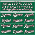 Custom Name Number Varsity Letterman Bomber Jacket in Kelly Green White Crimson Two Tone Design Personalized Kelly Green
