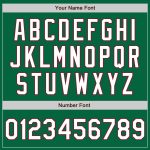Custom Name Number Varsity Letterman Bomber Jacket in Kelly Green White Crimson Two Tone Design Personalized Kelly Green