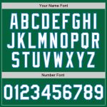 Custom Name Number Bomber Jacket in Kelly Green White-Electric Blue Two-Tone Full-Snap Varsity Letterman Style Personalized