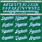 Custom Name Number Bomber Jacket in Kelly Green White-Electric Blue Two-Tone Full-Snap Varsity Letterman Style Personalized