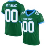 Custom Name and Number Mesh Football Jersey in Kelly Green and Electric Blue - Authentic Team Sports Apparel Personalized