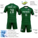 Custom Team Number and Name Kelly Green White Geometric Volleyball Jersey Sublimation Uniform Personalized Kelly Green White