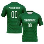 Custom Team Number and Name Kelly Green White Geometric Volleyball Jersey Sublimation Uniform Personalized Kelly Green White