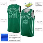 Customizable City Edition Basketball Jersey with Geometric Shapes in Kelly Green and White - Personalized Name & Number Personalized
