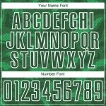 Personalized Soccer Uniform Jersey in Kelly Green with White Geometric Shapes Sublimation Design Personalized Kelly Green
