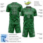 Personalized Soccer Uniform Jersey in Kelly Green with White Geometric Shapes Sublimation Design Personalized Kelly Green