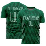 Custom Soccer Jersey with Name and Number - Personalized Kelly Green White Geometric Shapes Design Personalized Kelly Green