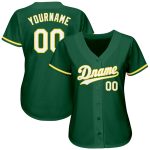 Custom Name and Number Authentic Baseball Jersey in Kelly Green White-Gold - Personalized Team Apparel Personalized Kelly