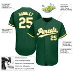 Custom Name and Number Authentic Baseball Jersey in Kelly Green White-Gold - Personalized Team Apparel Personalized Kelly