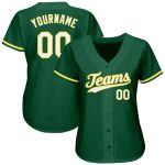Personalized Authentic Baseball Jersey in Kelly Green and White-Gold Personalized Kelly Green White-Gold Authentic Baseball