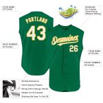 Personalized Authentic Sleeveless Baseball Jersey in Kelly Green White-Gold Personalized Kelly Green White-Gold Authentic