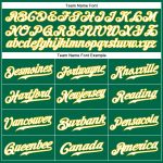 Custom Team Name & Number Sleeveless Baseball Jersey in Kelly Green & White-Gold - Authentic Design Personalized Kelly Green